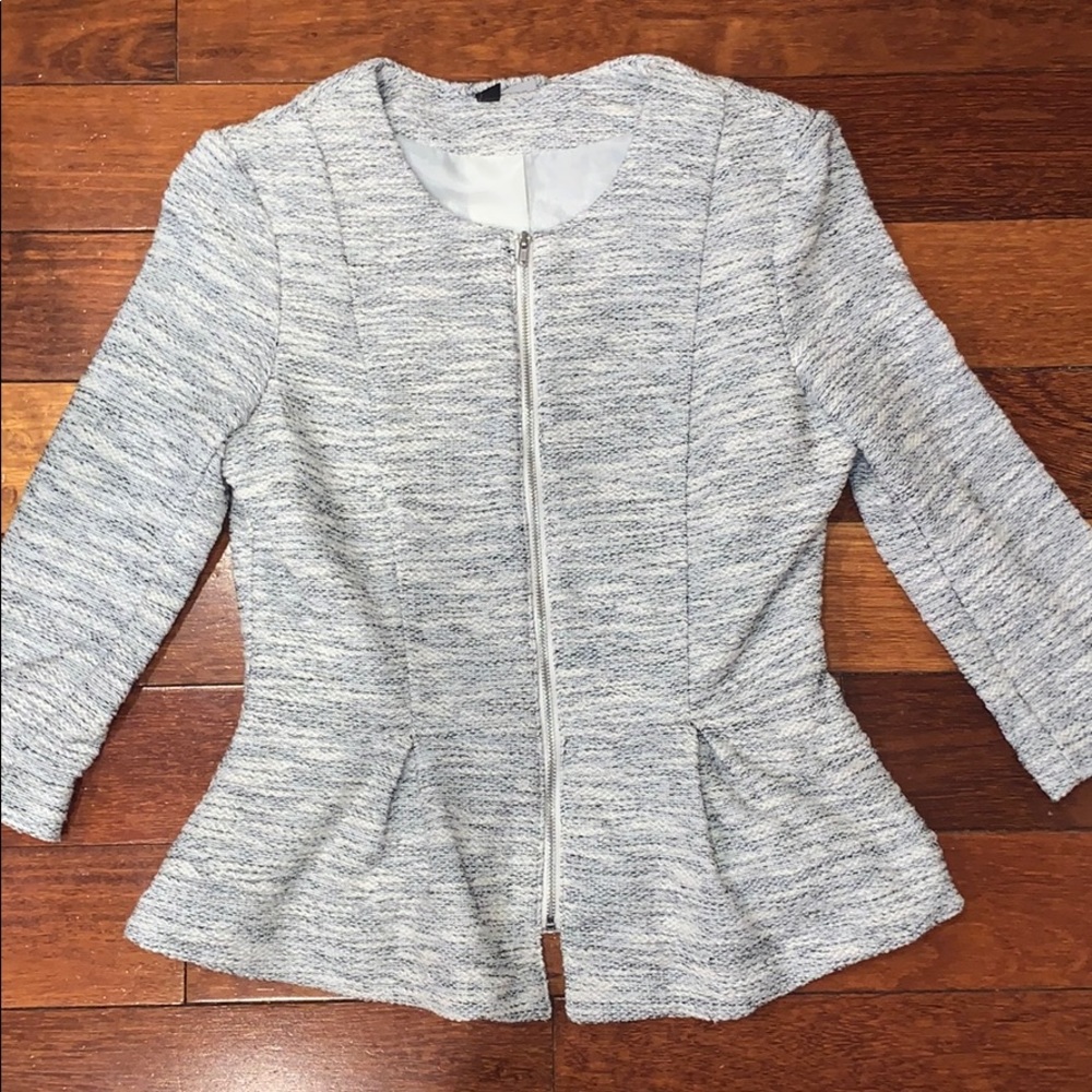 grey/white blazer jacket with zipper